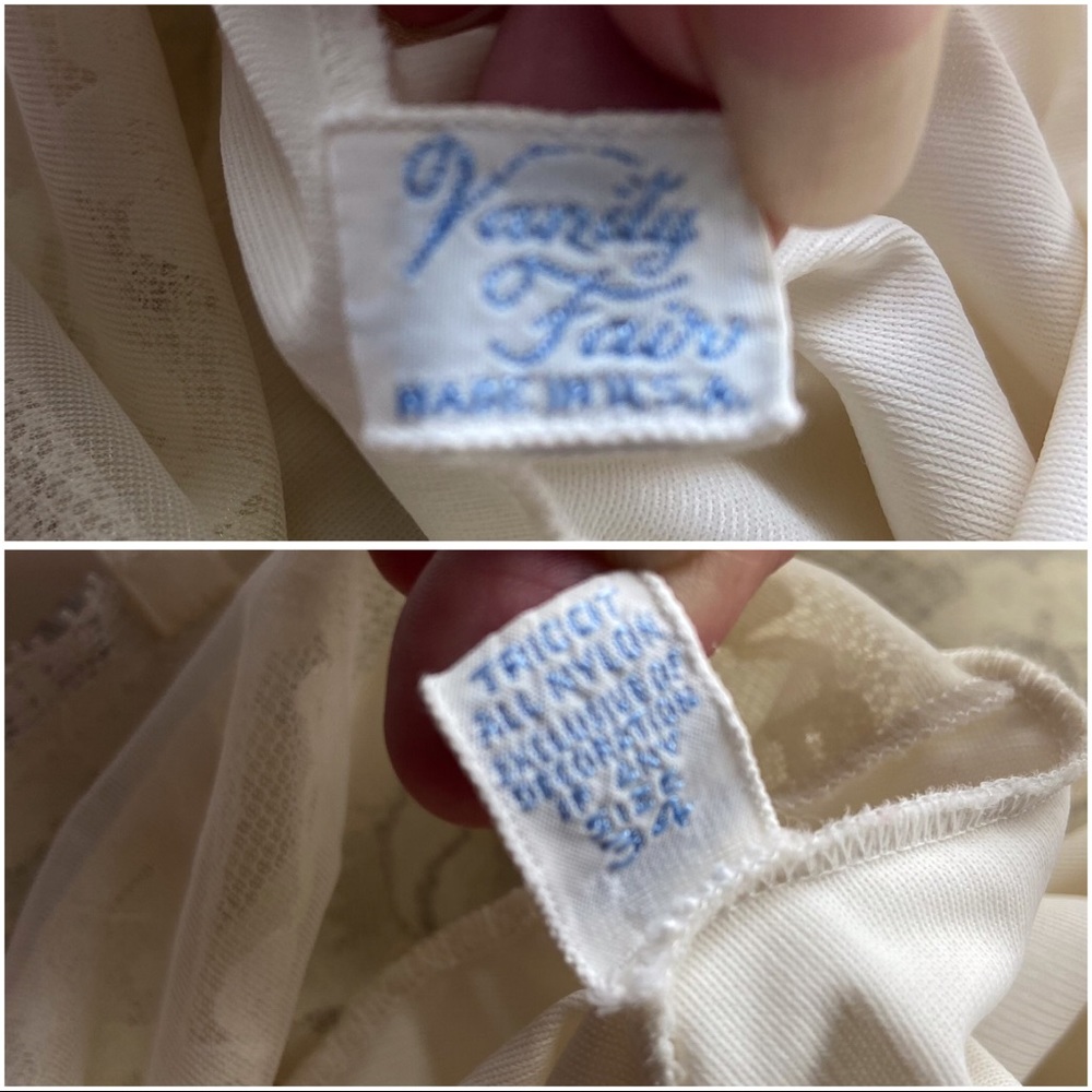 🚫SOLD🚫Vintage 60’s Vanity Fair Slip Full 34 Bust Cream Nylon Rose Lace Lacey - Picture 12 of 13